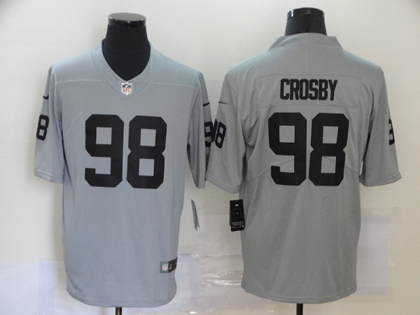 Men's Las Vegas Raiders #98 Maxx Crosby Grey 2020 Inverted Legend Stitched NFL Nike Limited Jersey