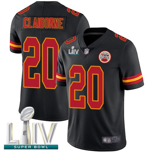 Kansas City Chiefs #20 Morris Claiborne Black Super Bowl LIV Bound Men's Stitched NFL Limited Rush Jersey