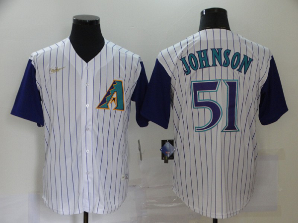 Men's Diamondbacks 51 Randy Johnson White Nike 2020 Cool Base Jersey