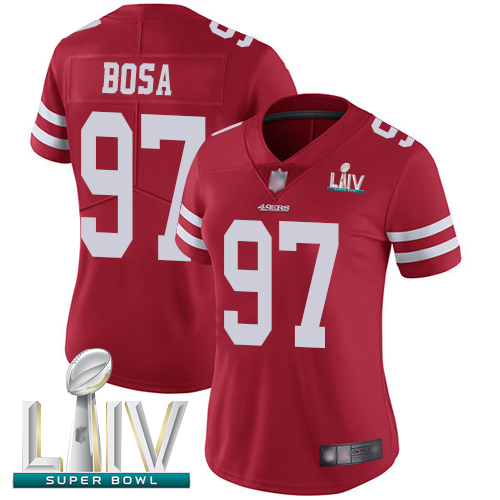 San Francisco 49ers #97 Nick Bosa Red Team Color Super Bowl LIV Bound Women's Stitched NFL Vapor Untouchable Limited Jersey