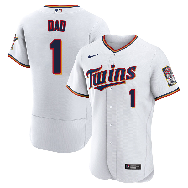 Men's Minnesota Twins Nike White Home #1 Dad Patch MLB Jersey