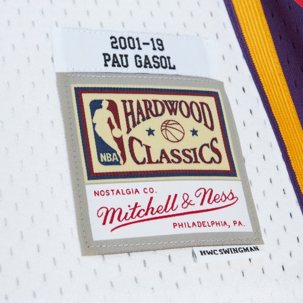 Unisex Los Angeles Lakers Pau Gasol Mitchell & Ness White Hall of Fame Class of 2023 Throwback Swingman Jersey