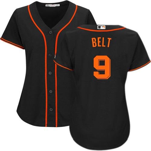 San Francisco Giants #9 Brandon Belt Black Alternate Women's Stitched MLB Jersey