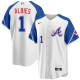 Men's Atlanta Braves #1 Ozzie Albies White 2023 City Connect Cool Base Jersey