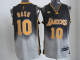 Men's Los Angeles Lakers #10 Steve Nash Black/Grey Fadeaway Fashion Stitched NBA Jersey