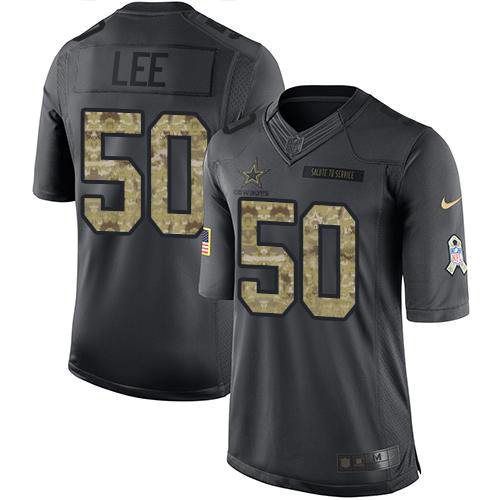 Men's Nike Dallas Cowboys #50 Sean Lee Black Stitched NFL Limited 2016 Salute To Service Jersey