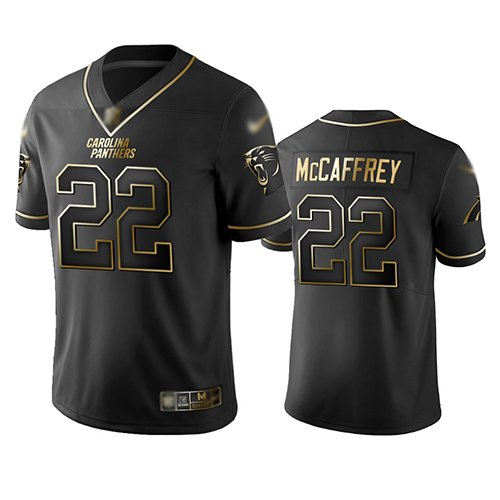 Carolina Panthers #22 Christian McCaffrey Black Men's Stitched NFL Limited Golden Edition Jersey