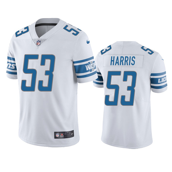 Men's Nike NFL Detroit Lions Charles Harris #53 White Vapor Limited Jersey