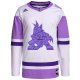 Men's Arizona Coyotes adidas White/Purple Hockey Fights Cancer Primegreen Custom Jersey