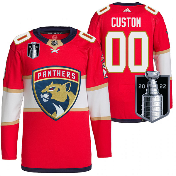 Men's Florida Panthers 2022 Stanley Cup Playoffs Red Custom Jersey