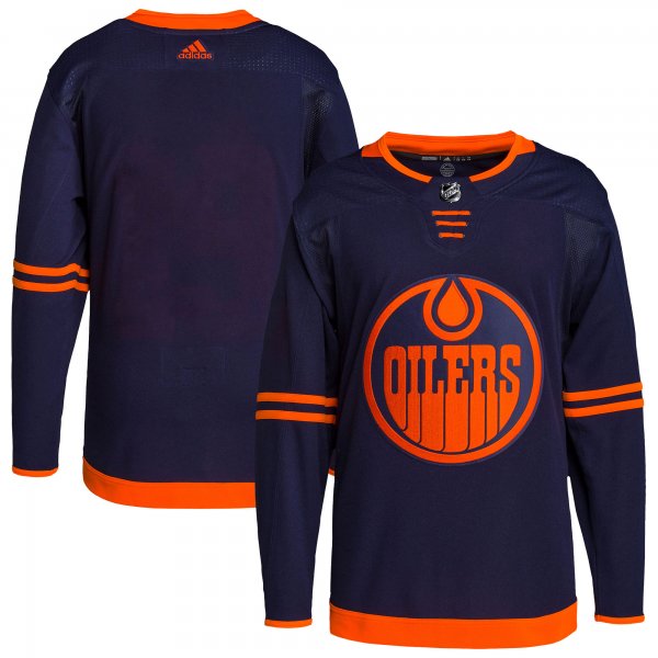 Men's Edmonton Oilers adidas Navy Alternate Primegreen Blank Jersey