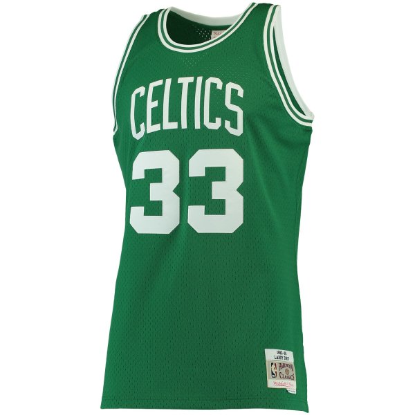 Men's Boston Celtics Larry Bird Mitchell & Ness Kelly Green 1985/86 Big & Tall Hardwood Classics Swingman Jersey