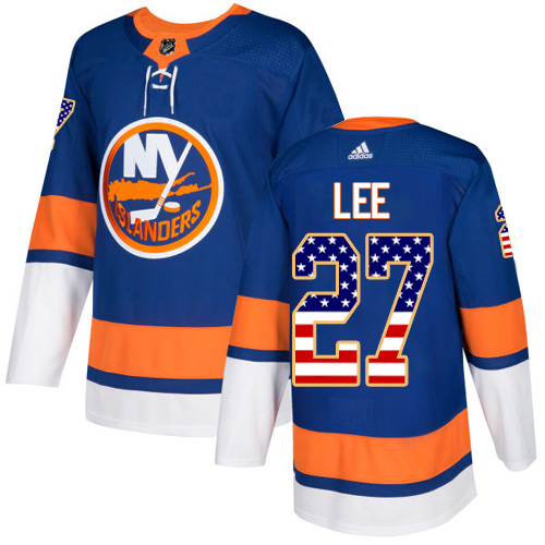 Adidas New York Islanders #27 Anders Lee Royal Blue Home USA Flag Stitched NHL Jersey