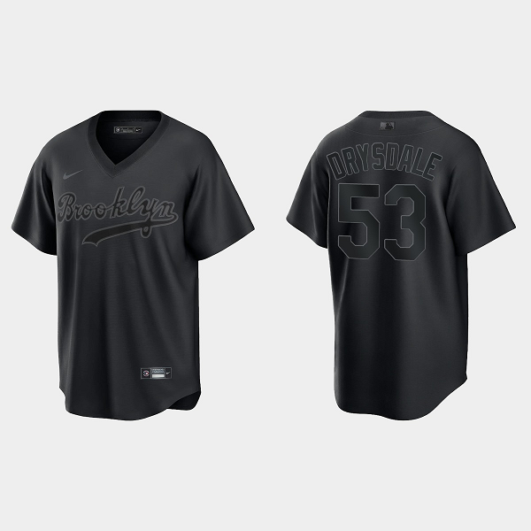 Men's Brooklyn Dodgers #53 Don Drysdale Pitch Black Fashion Cool Base Jersey - Black