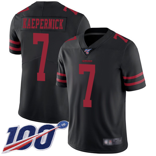 San Francisco 49ers #7 Colin Kaepernick Black Alternate Men's Stitched NFL 100th Season Vapor Limited Jersey