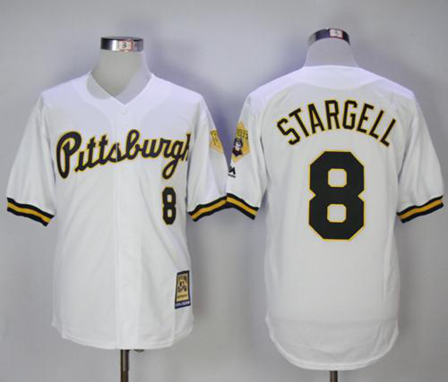 Mitchell And Ness 1990-1997 Pittsburgh Pirates #8 Willie Stargell White Throwback Stitched MLB Jersey