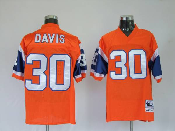 Mitchel And Ness Denver Broncos #30 Terrell Davis Orange Stitched Throwback NFL Jersey