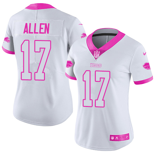 Nike Buffalo Bills #17 Josh Allen White/Pink Women's Stitched NFL Limited Rush Fashion Jersey