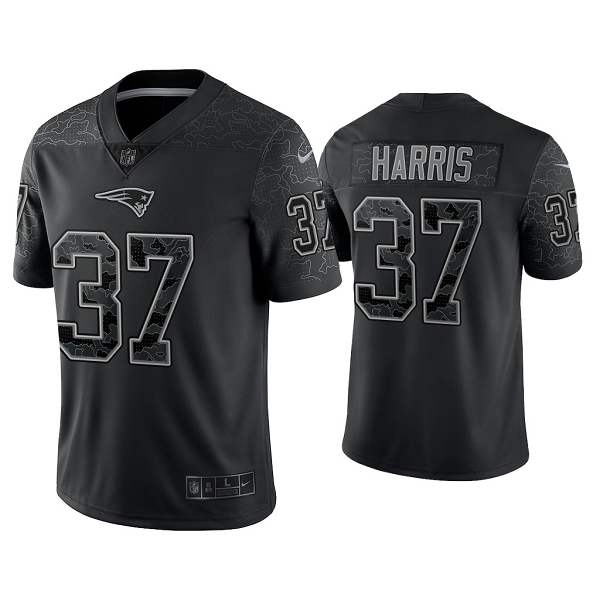 Men's Nike NFL New England Patriots Damien Harris Reflective Limited Black Jersey