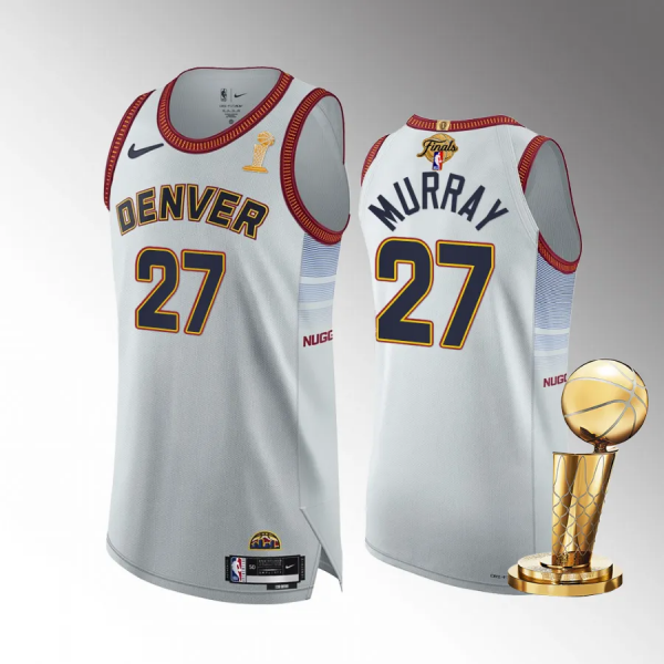 Men's Denver Nuggets Jamal Murray 2023 NBA Finals Champions White Jersey