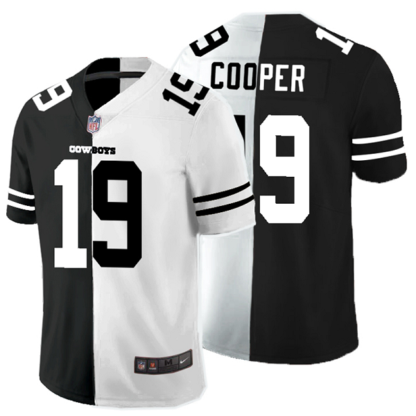 Men's Nike NFL Dallas Cowboys #19 Amari Cooper Black White Peaceful Coexisting Split 2020 Vapor Untouchable Stitched Limited Jersey