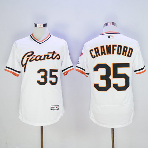 San Francisco Giants #35 Brandon Crawford White Flexbase Collection Cooperstown Stitched MLB Jersey