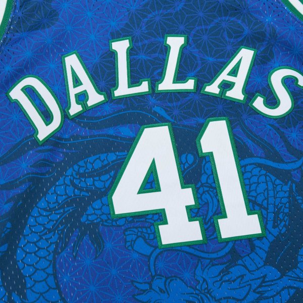 Men's Dallas Mavericks Dirk Nowitzki Mitchell & Ness Blue 1998-2019 Hardwood Classics Asian Heritage 6.0 Swingman Throwback Player Jersey