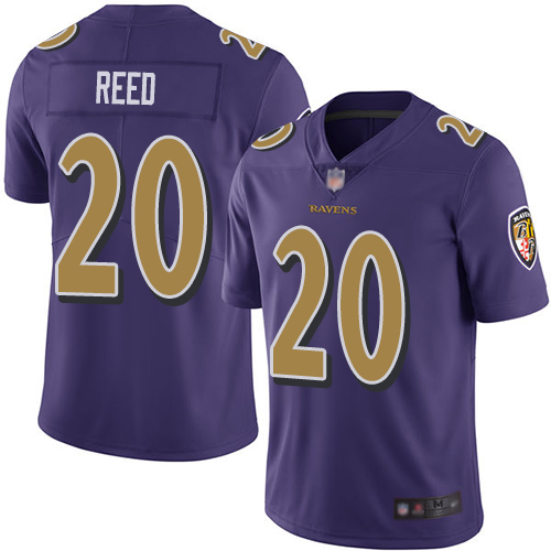 Men's Baltimore Ravens #20 Ed Reed Purple Stitched NFL Limited Rush Jersey