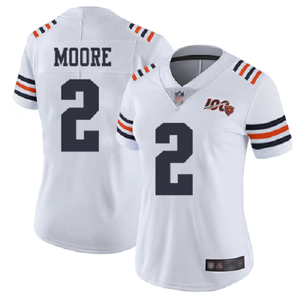 Women's Nike Chicago Bears #2 D.J. MOORE White Vapor Limited NFL Jersey