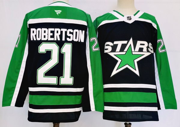 Men's #21 Jason Robertson Dallas Stars Green And Black City Edition Jersey