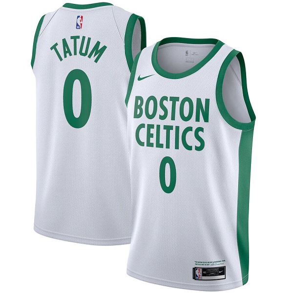 Men's Boston Celtics #0 Jayson Tatum 2020-21 White City Jersey 2021 NBA Draft Jersey