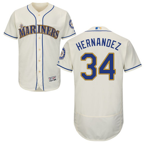 Seattle Mariners #34 Felix Hernandez Cream Flexbase Collection Stitched MLB Jersey