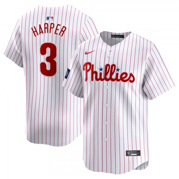 Men's Philadelphia Phillies Bryce Harper Nike White 2024 MLB World Tour London Series Home Limited Player Jersey