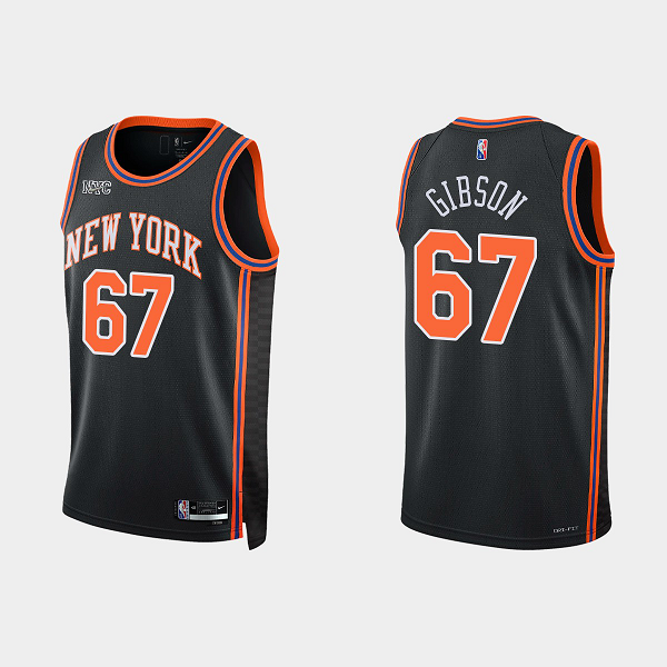 Men's New York Knicks #67 Taj Gibson 2021-22 75th Anniversary City Black NBA Jersey