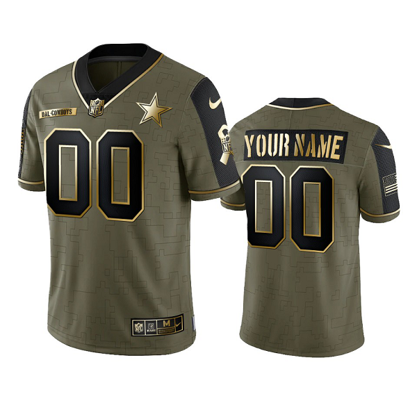 Dallas Cowboys Custom Olive Gold 2021 Salute To Service Men's Limited NFL Jersey