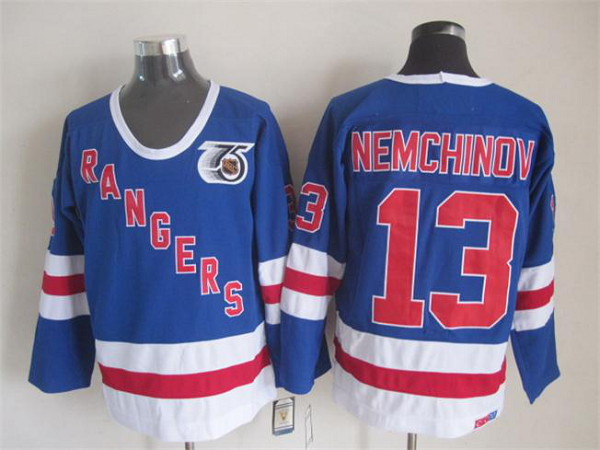 Men's New York Rangers #13 Nemchino Blue Throwback NHL Jersey