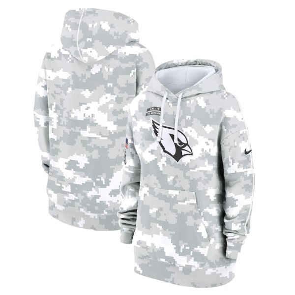 Women's Nike Arctic Camo Arizona Cardinals 2024 Salute To Service Club Fleece Pullover Hoodie