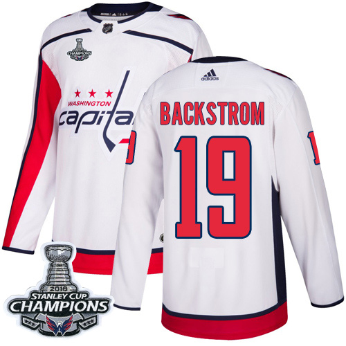 Adidas Washington Capitals #19 Nicklas Backstrom White Road Stanley Cup Final Champions Stitched NHL Jersey