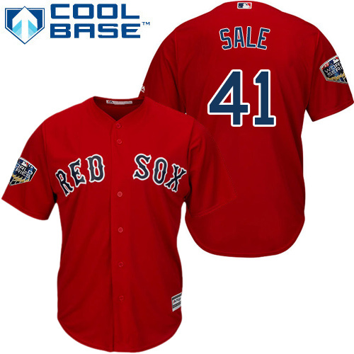 Boston Red Sox #41 Chris Sale Red Cool Base 2018 World Series Stitched Youth MLB Jersey