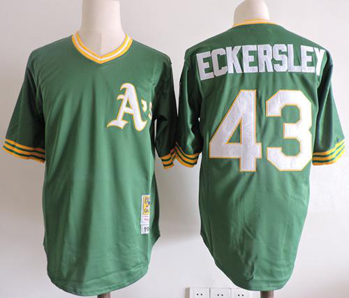 Mitchell And Ness 1989 Oakland Athletics #43 Dennis Eckersley Green Throwback Stitched MLB Jersey