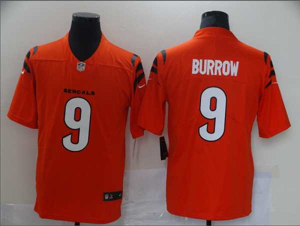 Men's Nike Cincinnati Bengals #9 Joe Burrow Orange NFL Game Jersey