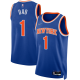 Men's New York Knicks #1 Nike Blue 2021/22 Diamond Swingman  Jersey - Icon Edition