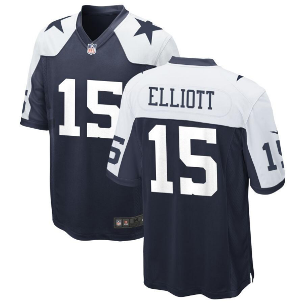 Men's Nike Dallas Cowboys #15 Ezekiel Elliott Stitched Jersey White Navy Limited Jersey