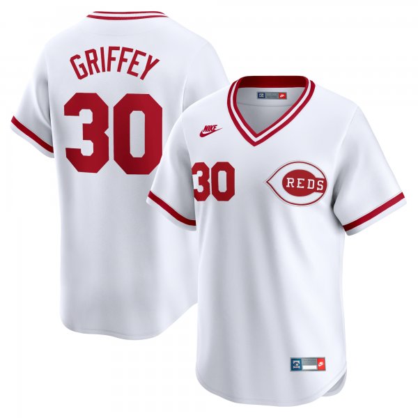 Men's Cincinnati Reds Ken Griffey Nike White Throwback Cooperstown Limited Jersey