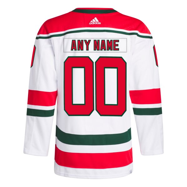 Men's New Jersey Devils  adidas White W Anniversary Heritage Primegreen Custom Jersey