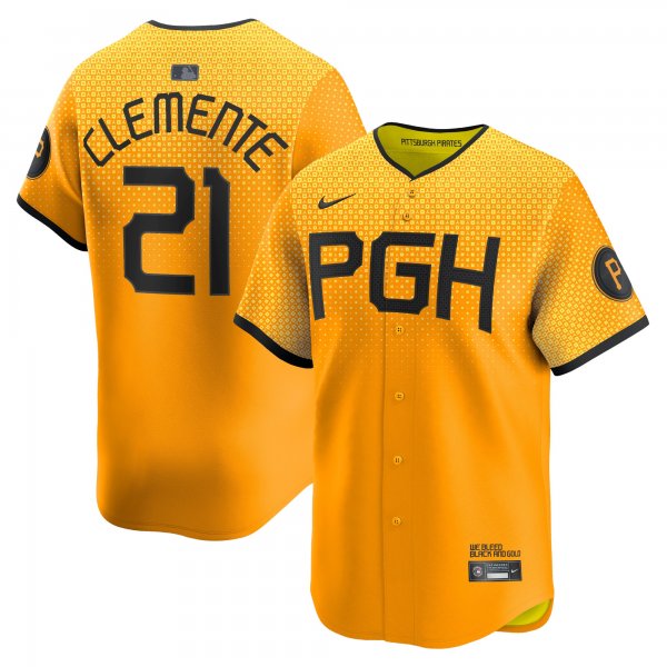 Men's Pittsburgh Pirates Roberto Clemente Nike Gold City Connect Limited Player Jersey