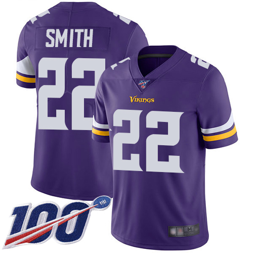 Minnesota Vikings #22 Harrison Smith Purple Team Color Men's Stitched NFL 100th Season Vapor Limited Jersey