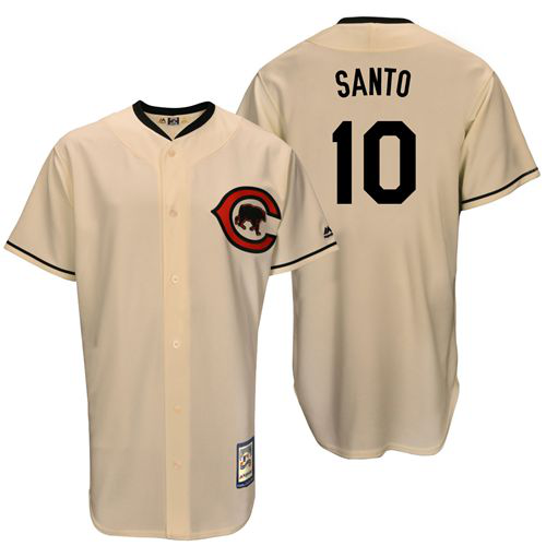 Mitchell And Ness Chicago Cubs #10 Ron Santo Cream Throwback Stitched MLB Jersey