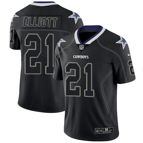 Nike Dallas Cowboys #21 Ezekiel Elliott Lights Out Black Men's Stitched NFL Limited Rush Jersey