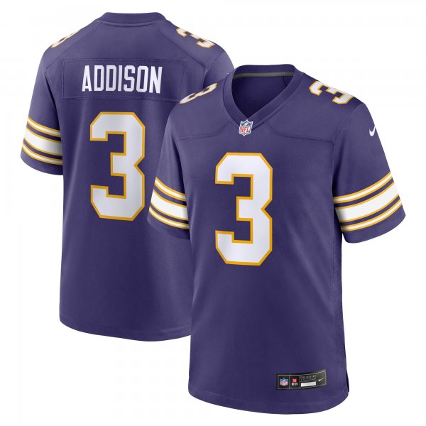 Men's Minnesota Vikings Jordan Addison Nike Purple Classic Player Game Jersey